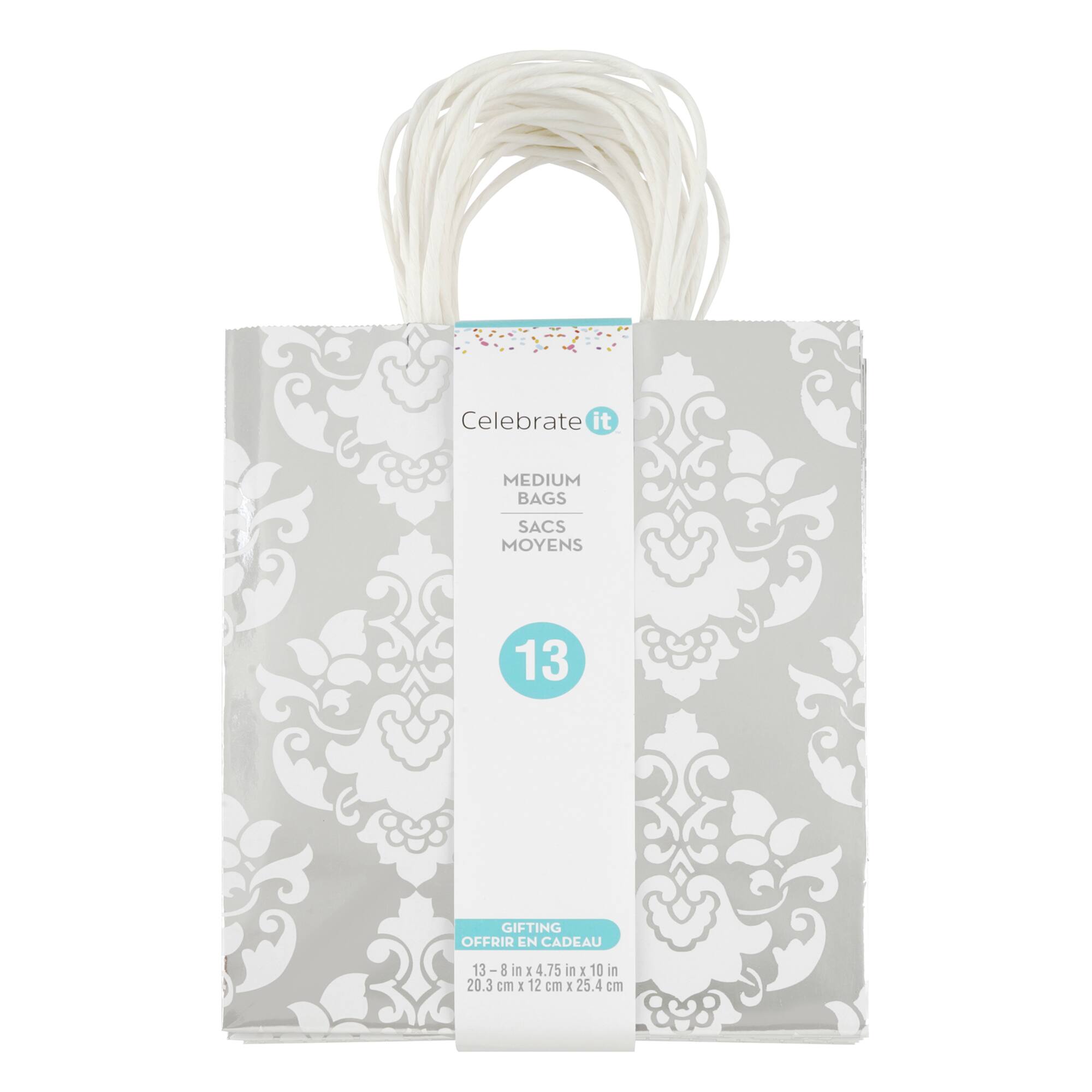 6 Packs: 13 ct. (78 total) Silver Mixed Print Gift Bag Value Pack by Celebrate It™